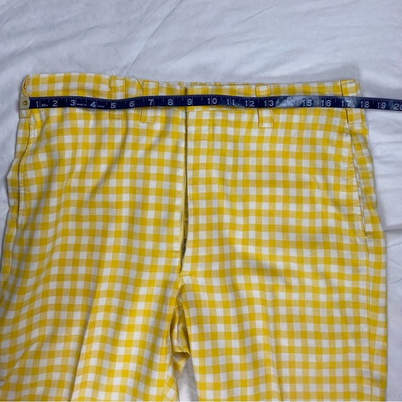 VTG yellow and white check print cotton pant - Picture 5 of 5